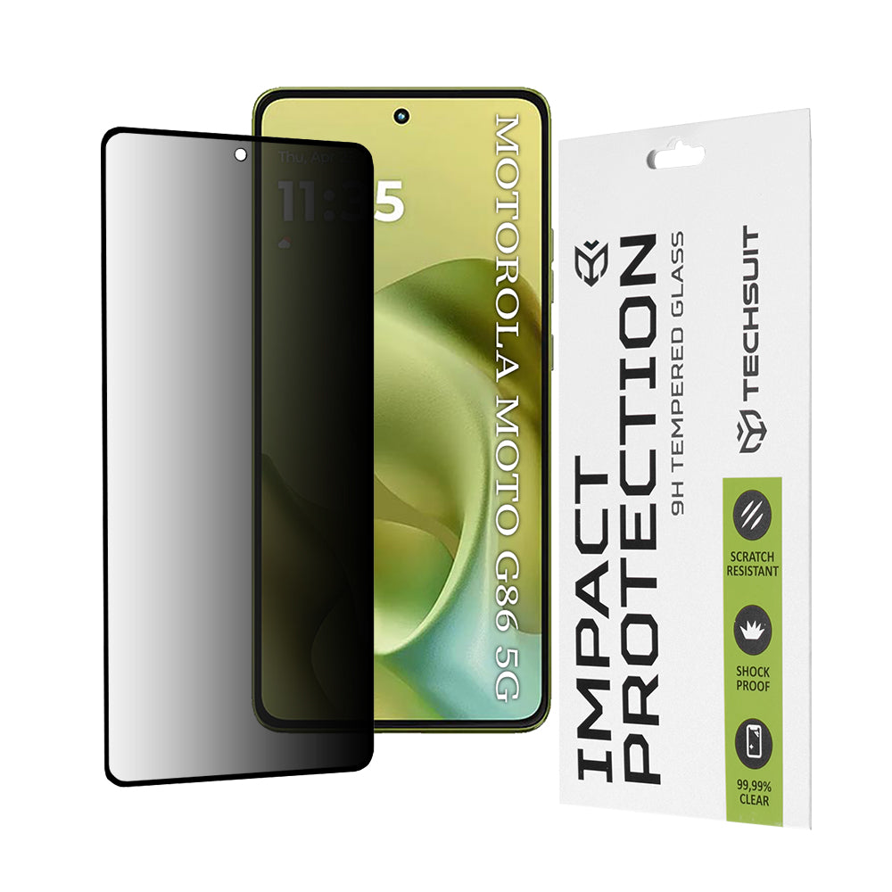 Προστατευτική μεμβράνη οθόνης Privacy Techsuit για Motorola Moto G86, Ασφαλισμένο γυαλί, Full Glue, 111D