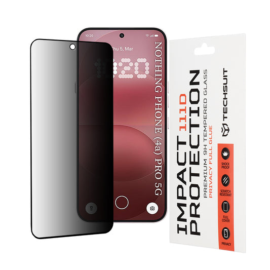 Privacy Techsuit Screen Protector for Nothing Phone (4a) Pro, Tempered Glass, Full Glue, 111D