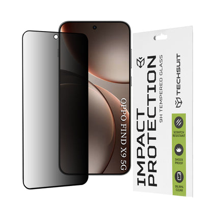 Προστατευτική Μεμβράνη Οθόνης Privacy Techsuit για Oppo Find X9, Ενισχυμένο Γυαλί, Full Glue, 111D