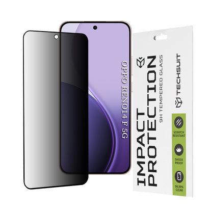 Προστατευτική μεμβράνη οθόνης Privacy Techsuit για Oppo Reno14 FS 5G / Reno14 F, Ασφαλισμένο γυαλί, Πλήρης κόλλα, 111D