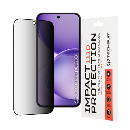 Προστατευτική μεμβράνη οθόνης Privacy Techsuit για Oppo Reno16 F / Reno16 FS, Ασφαλισμένο γυαλί, Πλήρης κόλλα, 111D
