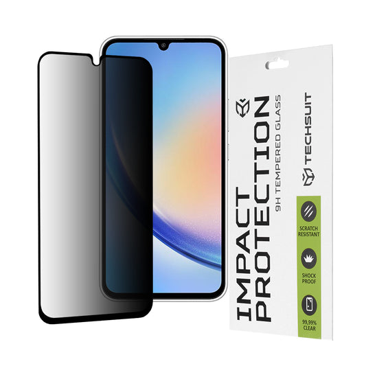 Προστατευτική μεμβράνη οθόνης Privacy Techsuit για Samsung Galaxy A34 A346, Ασφαλισμένο γυαλί, Full Glue, 111D