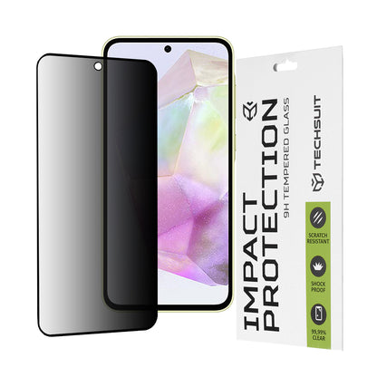 Privacy Techsuit Screen Protector for Samsung Galaxy M56 M566 / M35 / A55 5G A556 / A35 5G A356, Tempered Glass, Full Glue, 111D