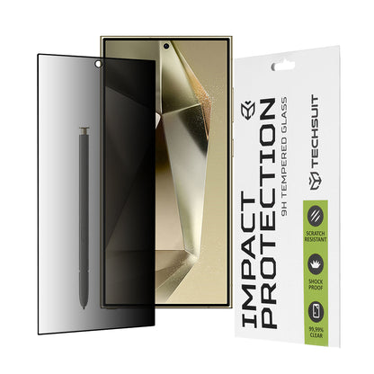 Προστατευτική μεμβράνη οθόνης Privacy Techsuit για Samsung Galaxy S24 Ultra S928, Ασφαλισμένο γυαλί, Πλήρης κόλλα, 111D