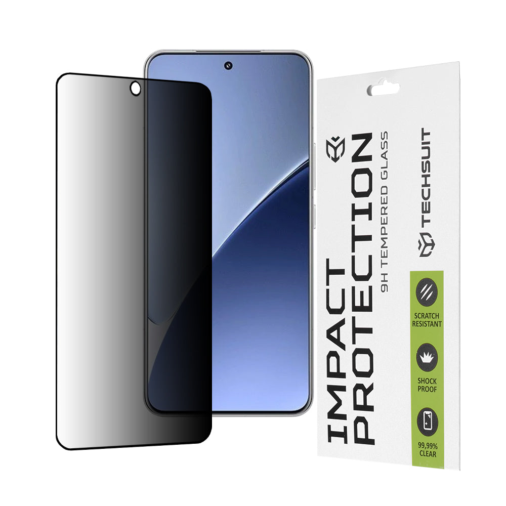 Privacy Techsuit Screen Protector for Xiaomi 15, Tempered Glass, Full Glue, 111D