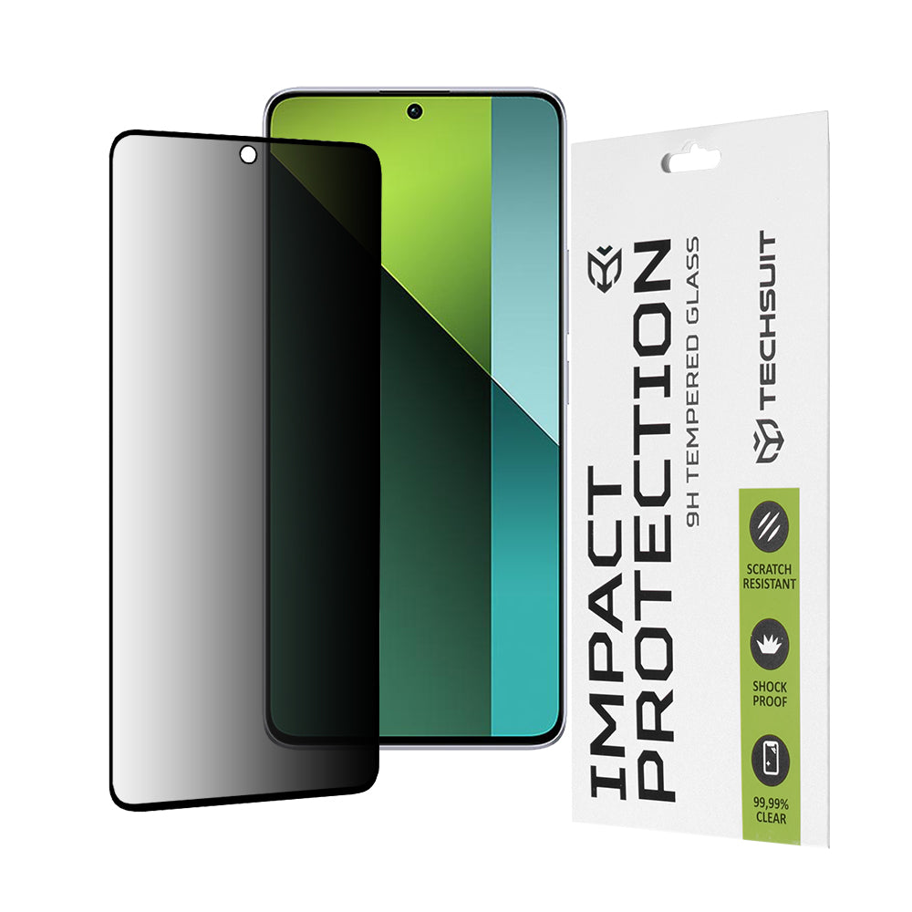 Προστατευτική μεμβράνη οθόνης Privacy Techsuit για Xiaomi Poco X6 / Redmi Note 13 Pro 5G, Ασφαλισμένο γυαλί, Πλήρης κόλλα, 111D
