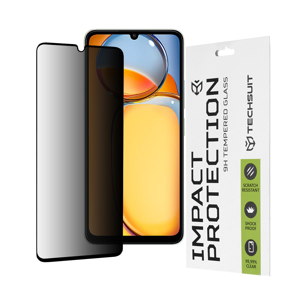 Προστατευτική μεμβράνη οθόνης Privacy Techsuit για Xiaomi Redmi 13C 5G / 13C / Poco C65, Ασφαλισμένο γυαλί, Full Glue, 111D