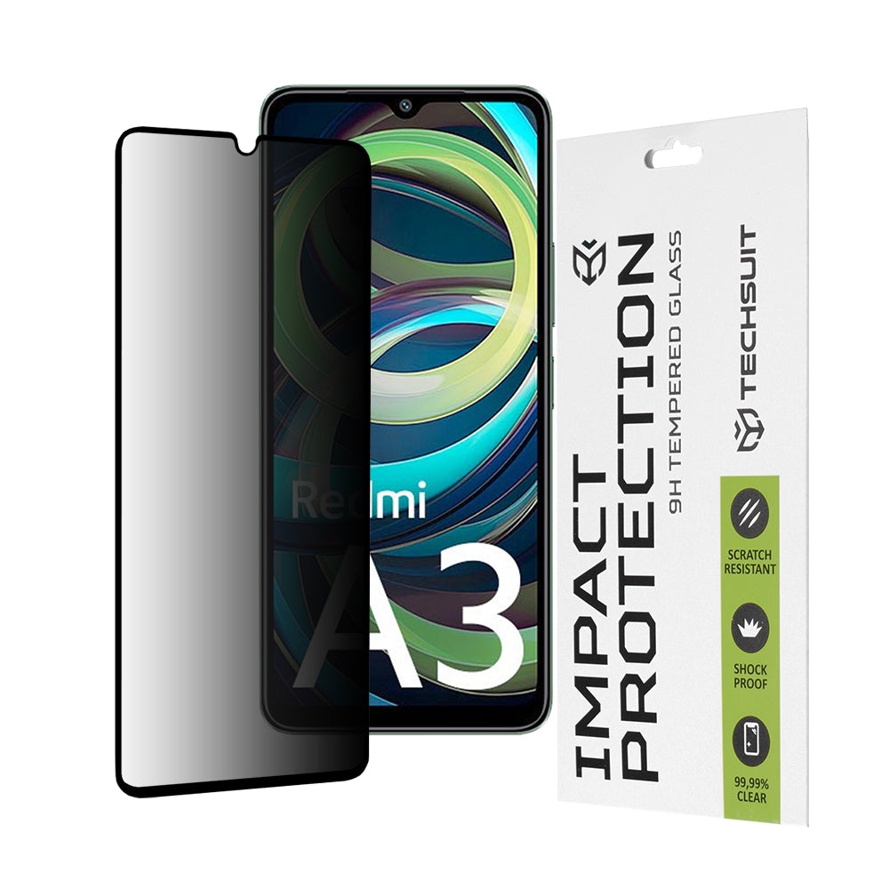 Privacy Techsuit Screen Protector Film for Xiaomi Redmi A3x / A3, Tempered Glass, Full Glue, 111D