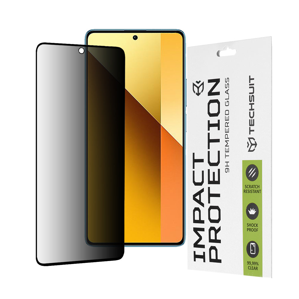 Προστατευτική μεμβράνη οθόνης Privacy Techsuit για Xiaomi Redmi Note 13 5G, Ασφαλισμένο γυαλί, Πλήρης κόλλα, 111D