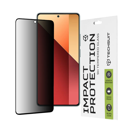 Privacy Techsuit Screen Protector for Xiaomi Redmi Note 13 Pro 4G / Poco M6 Pro 4G, Tempered Glass, Full Glue, 111D