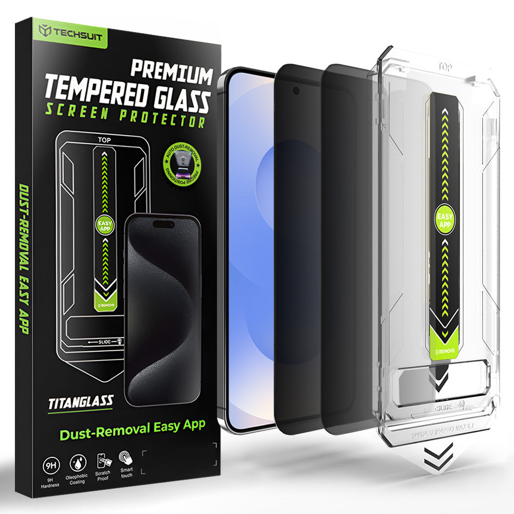 Προστατευτική Μεμβράνη Οθόνης Privacy Techsuit TitanGlass CrystalHD για Samsung Galaxy S26 S942, Ενισχυμένο Γυαλί, Full Glue, Σετ 2 τεμαχίων