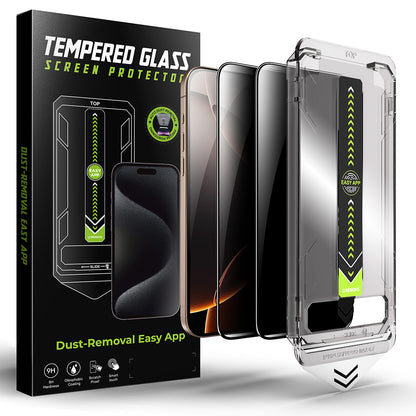 Privacy Screen Protector Techsuit TitanGlass for Apple iPhone 15 Pro Max, Tempered Glass, Full Glue, Set of 2 pieces