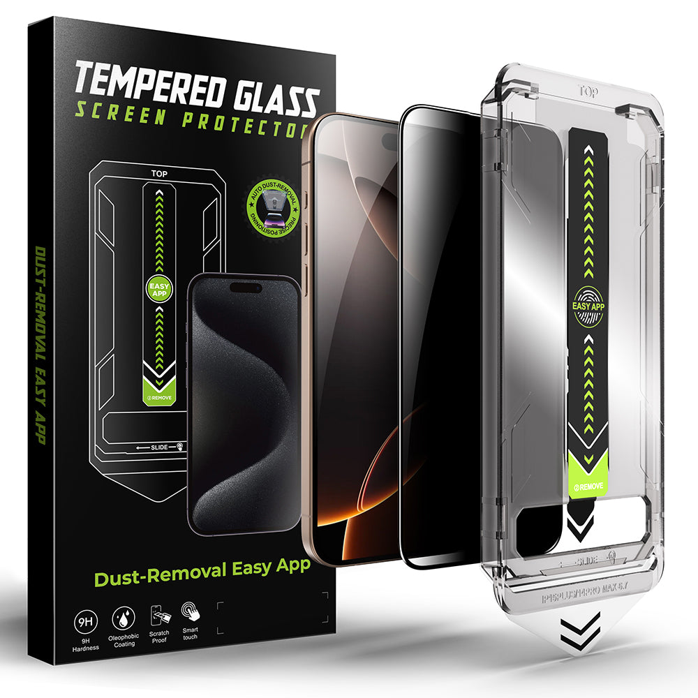 Privacy Screen Protector Techsuit TitanGlass for Apple iPhone 16 / 15, Tempered Glass, Full Glue