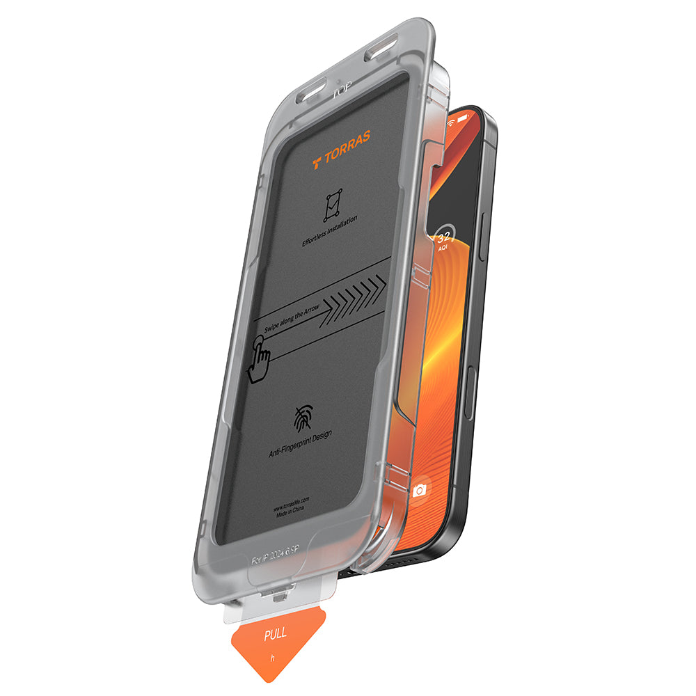 Προστατευτική μεμβράνη οθόνης Privacy Torras GlassGo Install Master για Apple iPhone 16 Pro Max, Ασφαλισμένο Γυαλί, Πλήρης Κόλλα