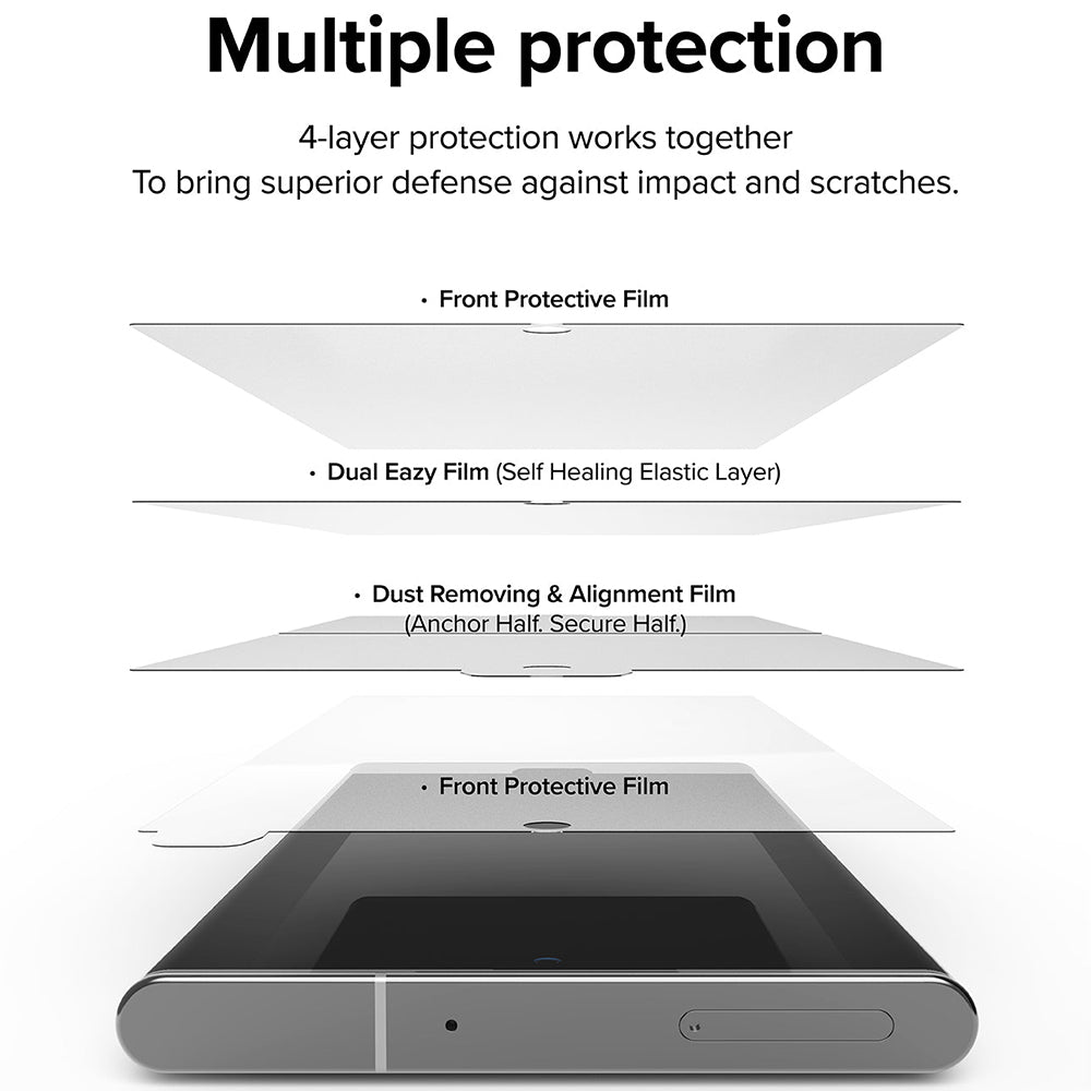 Προστατευτική Μεμβράνη Οθόνης Ringke Dual Easy για Samsung Galaxy S22 Ultra 5G S908, Πλαστική, Σετ 2 τεμαχίων