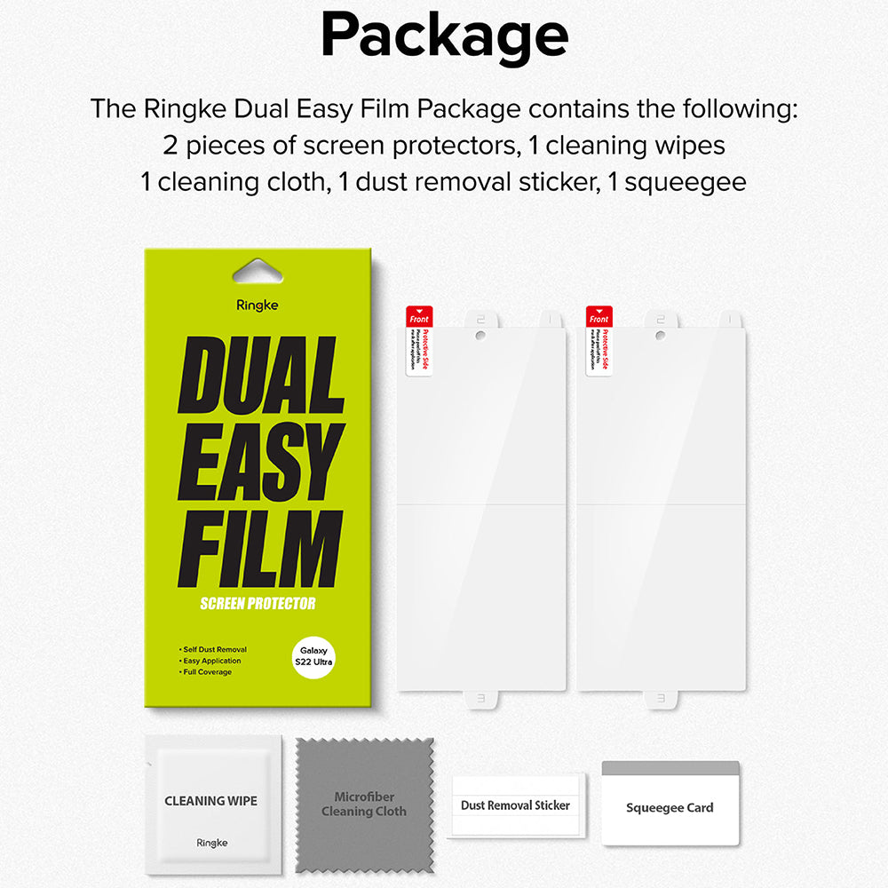 Προστατευτική Μεμβράνη Οθόνης Ringke Dual Easy για Samsung Galaxy S22 Ultra 5G S908, Πλαστική, Σετ 2 τεμαχίων