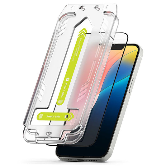 Προστατευτική μεμβράνη οθόνης Ringke Easy Slide για Apple iPhone 17e / 16e / 14 / 13 Pro, Ασφαλισμένο γυαλί, Πλήρης κόλλα, Σετ 2 τεμαχίων, Μαύρο