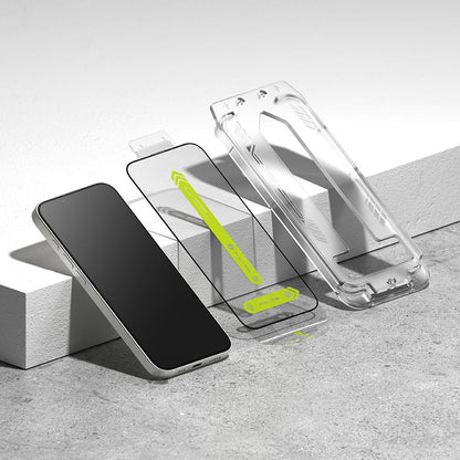 Προστατευτική μεμβράνη οθόνης Ringke Easy Slide για Apple iPhone 17e / 16e / 14 / 13 Pro, Ασφαλισμένο γυαλί, Πλήρης κόλλα, Σετ 2 τεμαχίων, Μαύρο