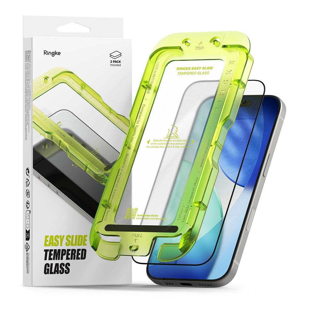 Προστατευτική μεμβράνη οθόνης Ringke Easy Slide για Apple iPhone 17 Pro Max, ασφαλισμένο γυαλί, πλήρης κόλλα, σετ 2 τεμαχίων