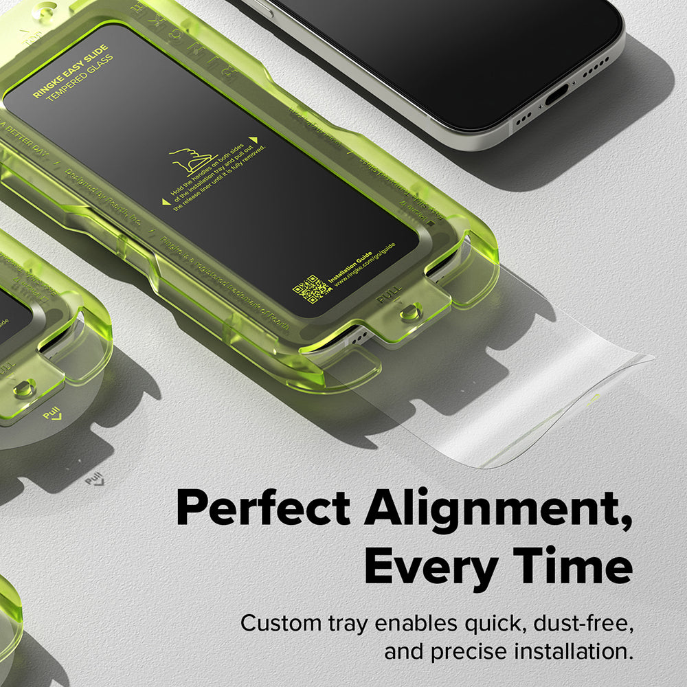 Προστατευτική μεμβράνη οθόνης Ringke Easy Slide για Apple iPhone 17, Ασφαλισμένο γυαλί, Πλήρης κόλλα, Σετ 2 τεμαχίων