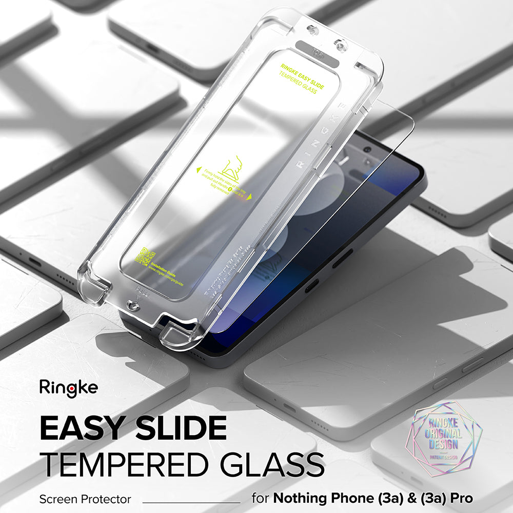 Προστατευτική μεμβράνη οθόνης Ringke Easy Slide για Nothing Phone (3a) / Phone (3a) Pro, Ασφαλισμένο γυαλί, Πλήρης κόλλα, Σετ 2 τεμαχίων