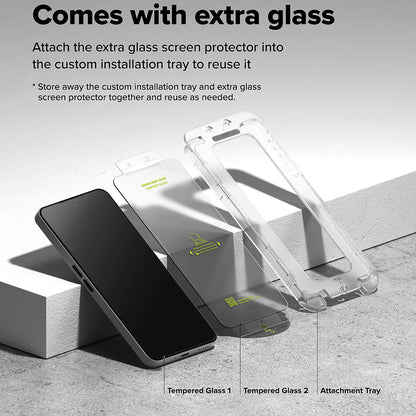 Προστατευτική μεμβράνη οθόνης Ringke Easy Slide για Nothing Phone (3a) / Phone (3a) Pro, Ασφαλισμένο γυαλί, Πλήρης κόλλα, Σετ 2 τεμαχίων