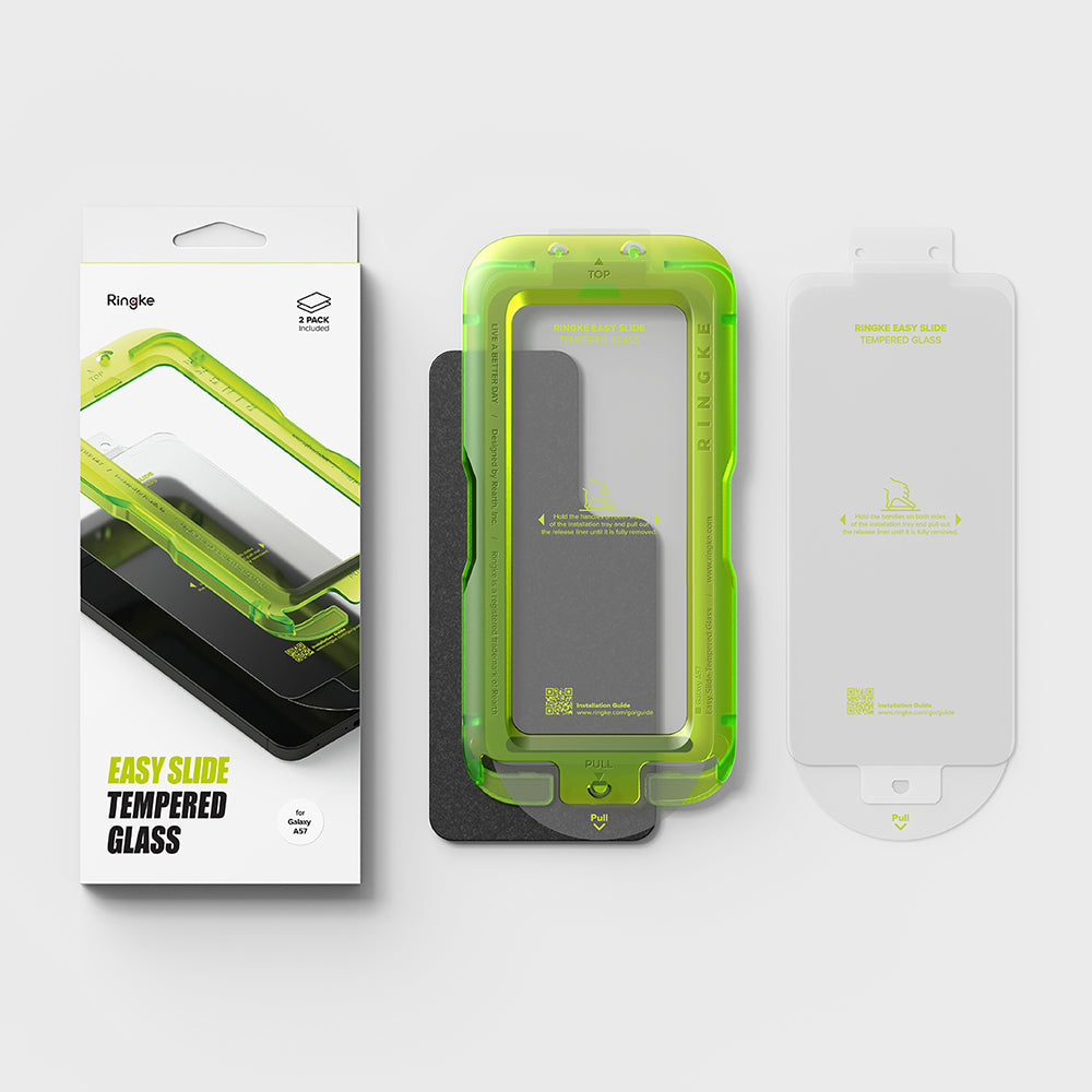 Προστατευτική Μεμβράνη Οθόνης Ringke Easy Slide για Samsung Galaxy A57 5G, Ενισχυμένο Γυαλί, Πλήρης Κόλληση, Σετ 2 τεμαχίων