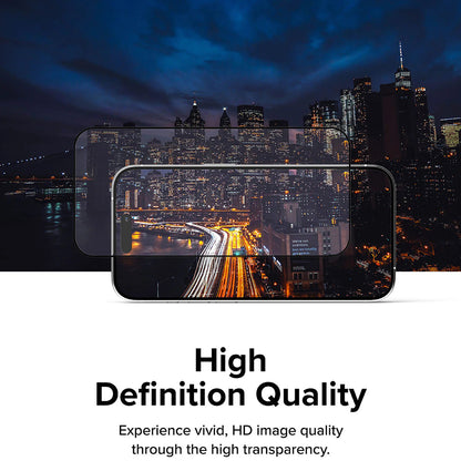 Προστατευτική μεμβράνη οθόνης Ringke για Apple iPhone 15 Pro Max, Ασφαλισμένο γυαλί, Πλήρης κόλλα, Μαύρο