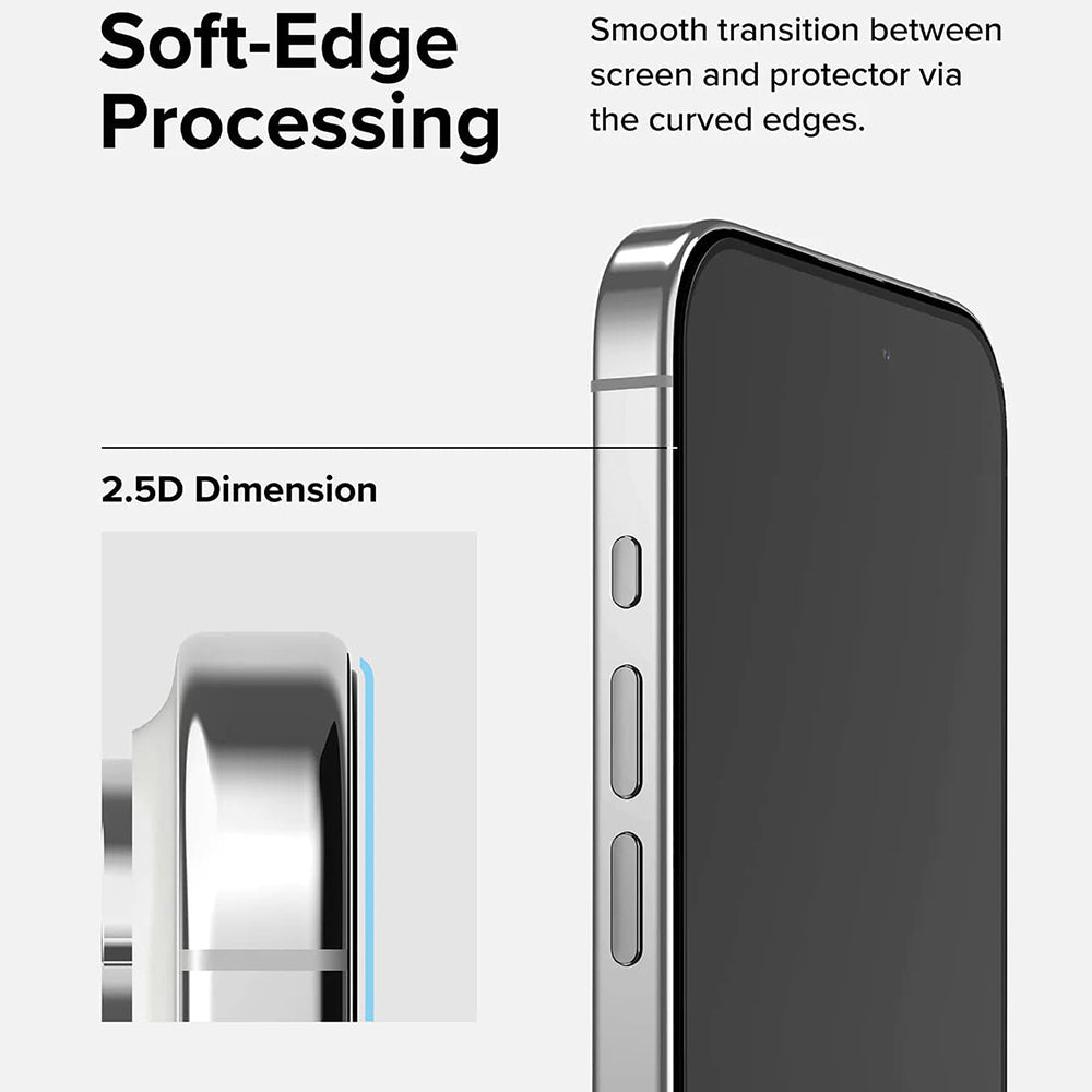 Προστατευτική μεμβράνη οθόνης Ringke για Apple iPhone 15 Pro Max, Ασφαλισμένο γυαλί, Πλήρης κόλλα, Μαύρο