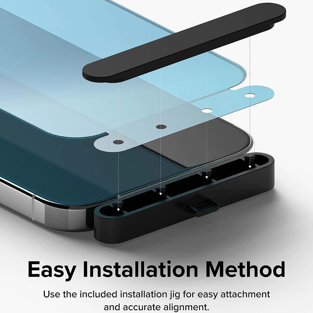 Προστατευτική μεμβράνη οθόνης Ringke για Apple iPhone 15 Pro, Ασφαλισμένο γυαλί, Πλήρης κόλλα, Μαύρο