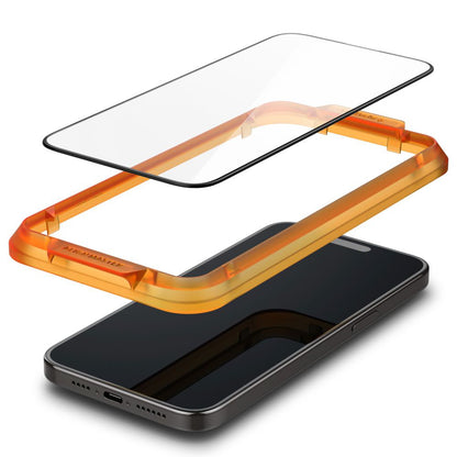 Spigen GlastR Align Master Screen Protector for Apple iPhone 15 Plus, Tempered Glass, Full Glue, Set of 2 pieces, Black AGL06886
