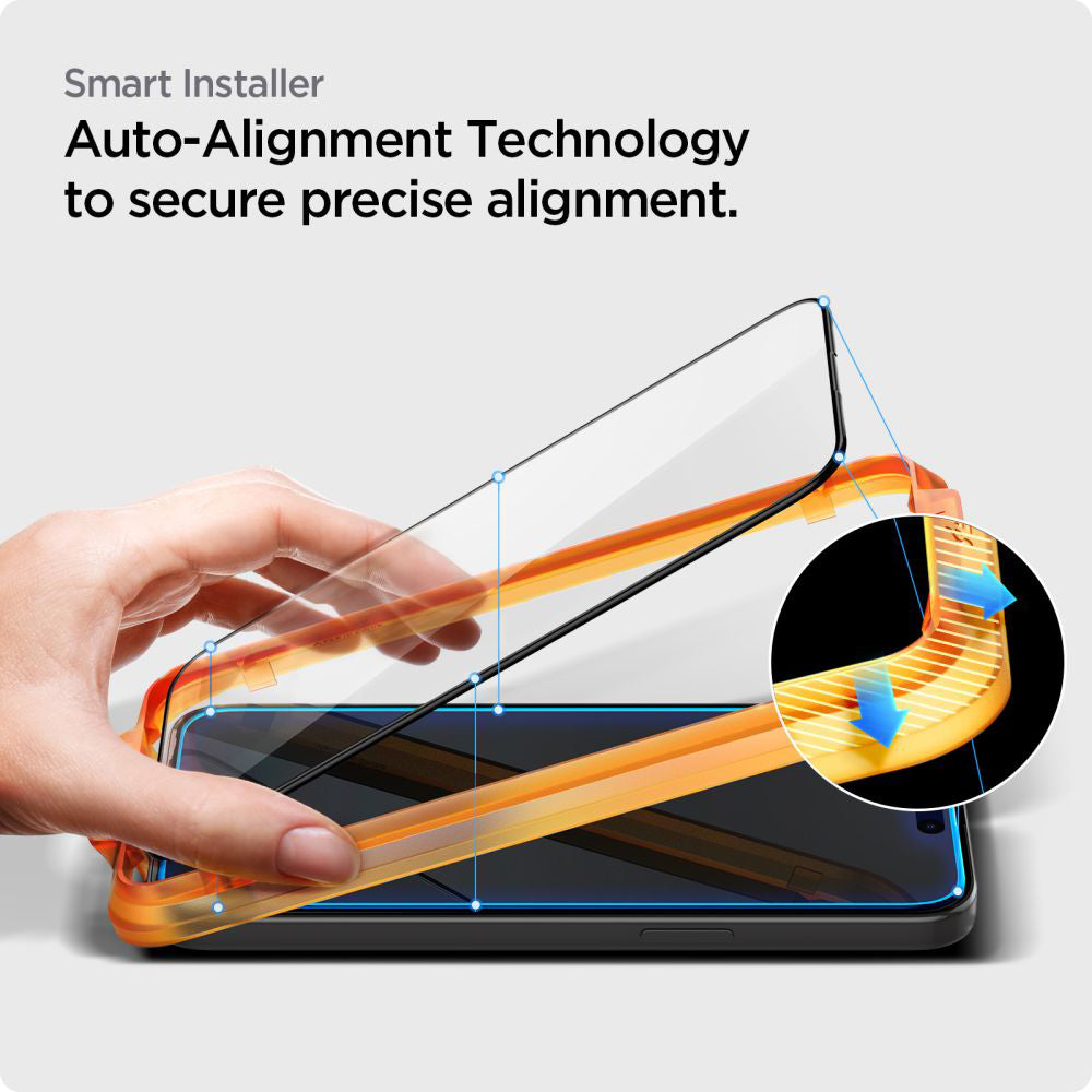 Spigen GlastR Align Master Screen Protector for Apple iPhone 15 Plus, Tempered Glass, Full Glue, Set of 2 pieces, Black AGL06886