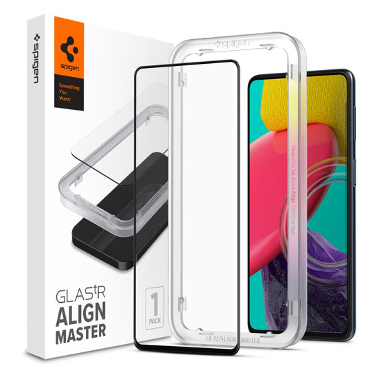 Προστατευτικό Φιλμ Οθόνης Spigen GlastR Align Master για Samsung Galaxy M53 M536, Ενισχυμένο Γυαλί, Πλήρης Κόλληση, Μαύρο