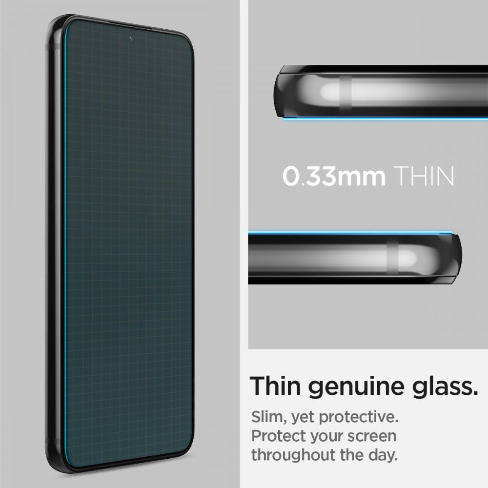 Spigen GlastR EZ FIT Screen Protector for Samsung Galaxy S22 5G S901, Tempered Glass, Full Glue, Set of 2 pieces AGL04151