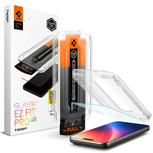 Προστατευτική Μεμβράνη Οθόνης Spigen GlastR EZ FIT Pro για Apple iPhone 17 Pro / 17 / 16 Pro, Ενισχυμένο Γυαλί, Πλήρης Κόλληση