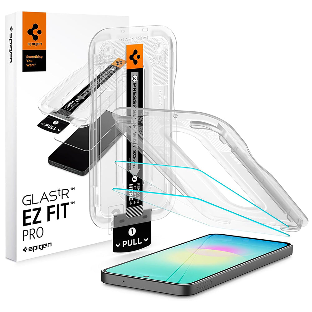 Προστατευτική μεμβράνη οθόνης Spigen GlastR EZ FIT Pro για Samsung Galaxy A27 5G, Ασφαλισμένο γυαλί, Πλήρης κόλλα, Σετ 2 τεμαχίων AGL11809