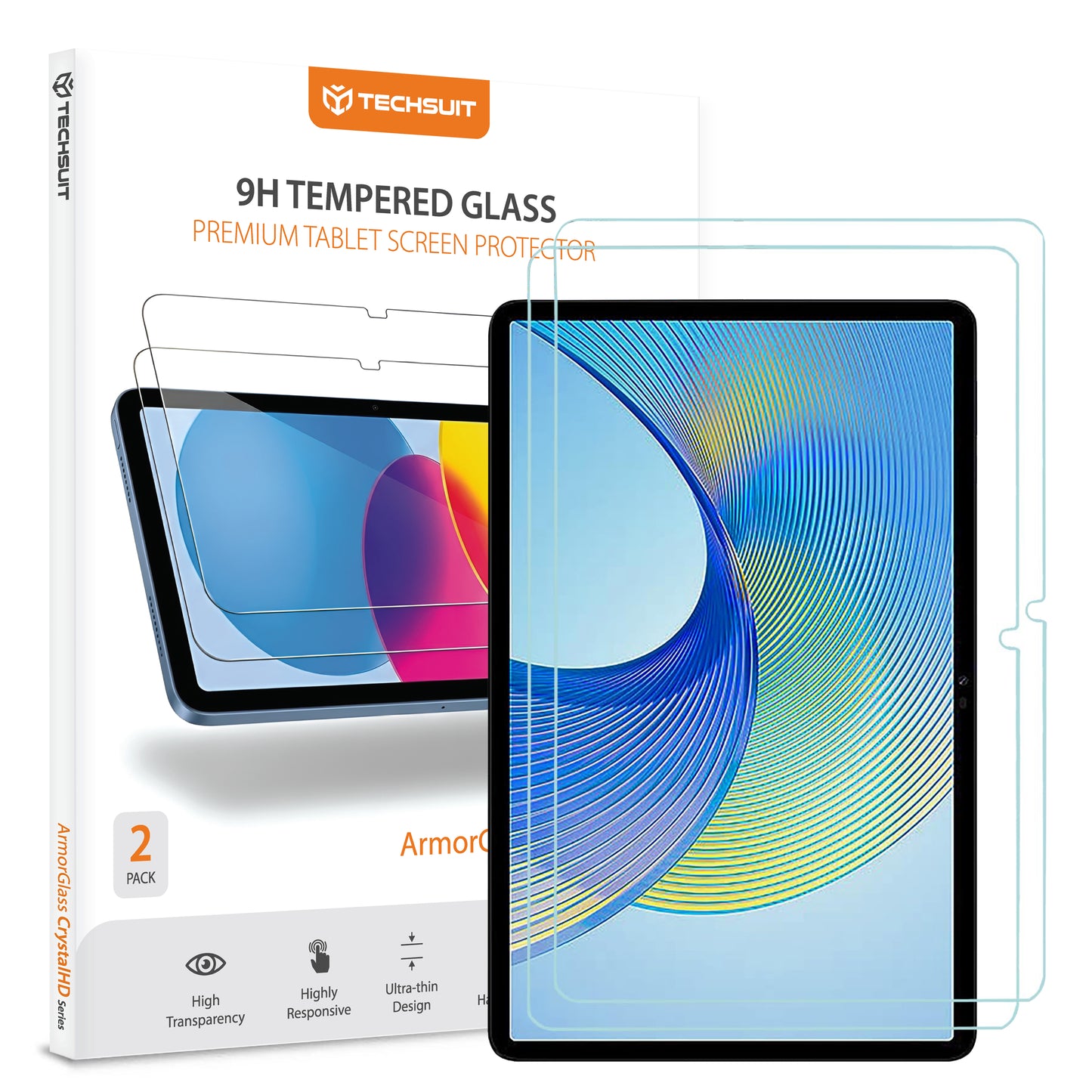 Προστατευτική Μεμβράνη Οθόνης Techsuit ArmorGlass CrystalHD για Honor Pad X9a / X9, Ενισχυμένο Γυαλί, Πλήρης Κόλληση, Σετ 2 τεμαχίων