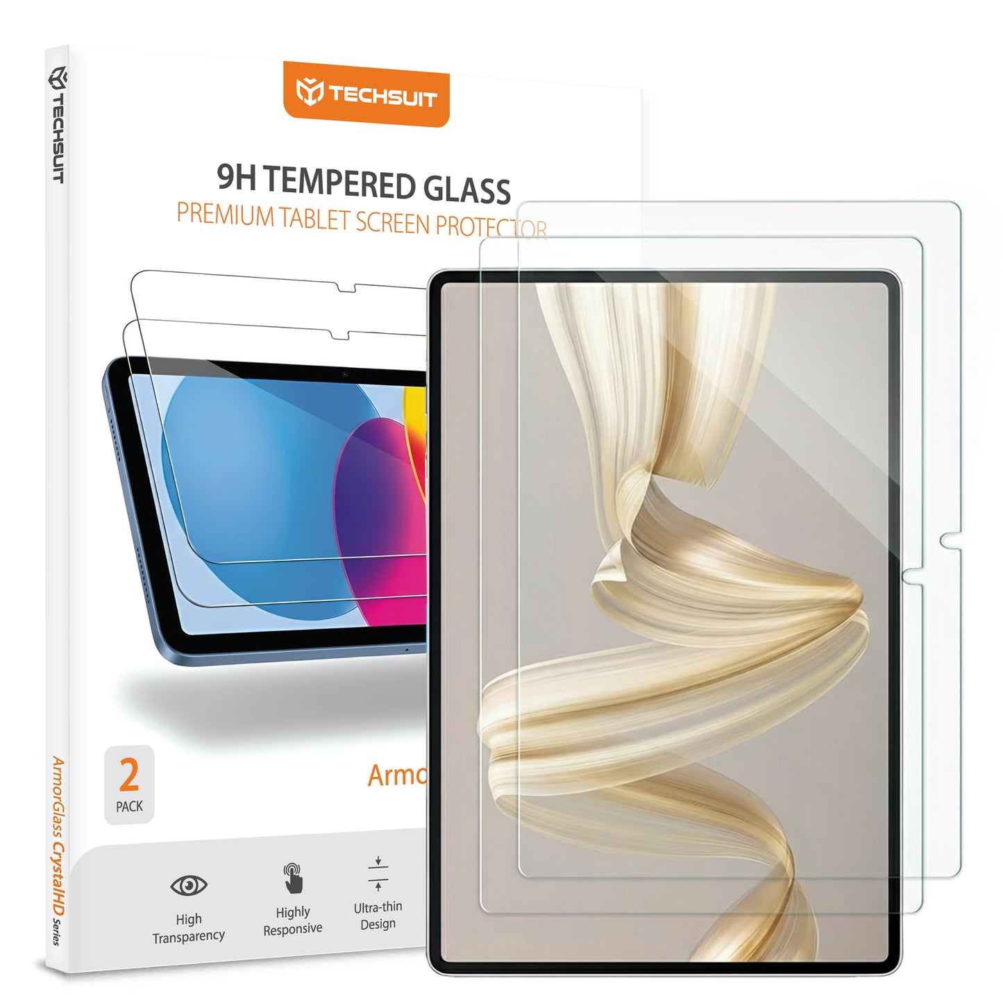 Προστατευτική Μεμβράνη Οθόνης Techsuit ArmorGlass CrystalHD για Huawei MatePad Pro 12.2 (2025), Ενισχυμένο Γυαλί, Πλήρης Κόλληση, Σετ 2 τεμαχίων