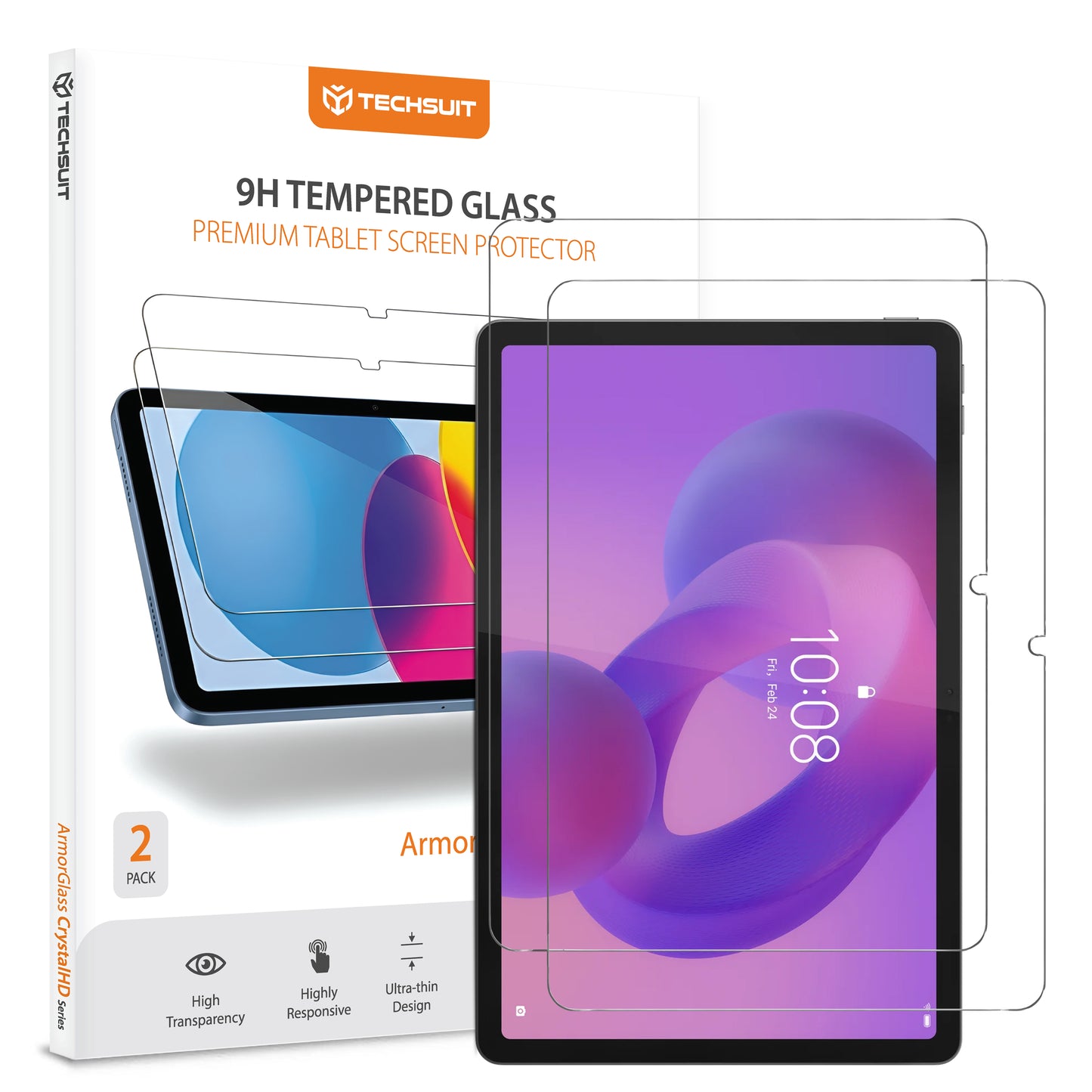 Προστατευτική Μεμβράνη Οθόνης Techsuit ArmorGlass CrystalHD για Lenovo Idea Tab 11, Ενισχυμένο Γυαλί, Full Glue, Σετ 2 τεμαχίων