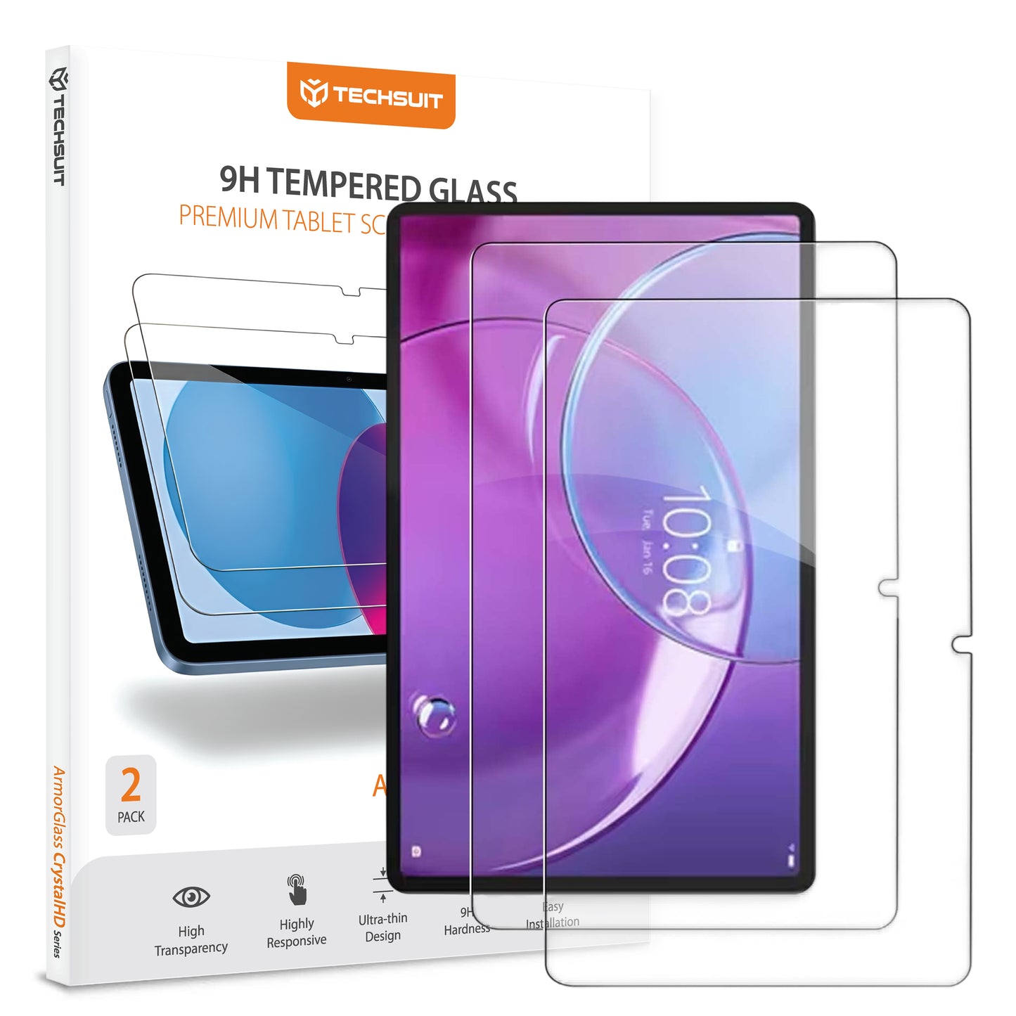 Προστατευτική μεμβράνη οθόνης Techsuit ArmorGlass CrystalHD για Lenovo Idea Tab Pro Gen 2, Ασφαλισμένο γυαλί, Πλήρης κόλλα, Σετ 2 τεμαχίων