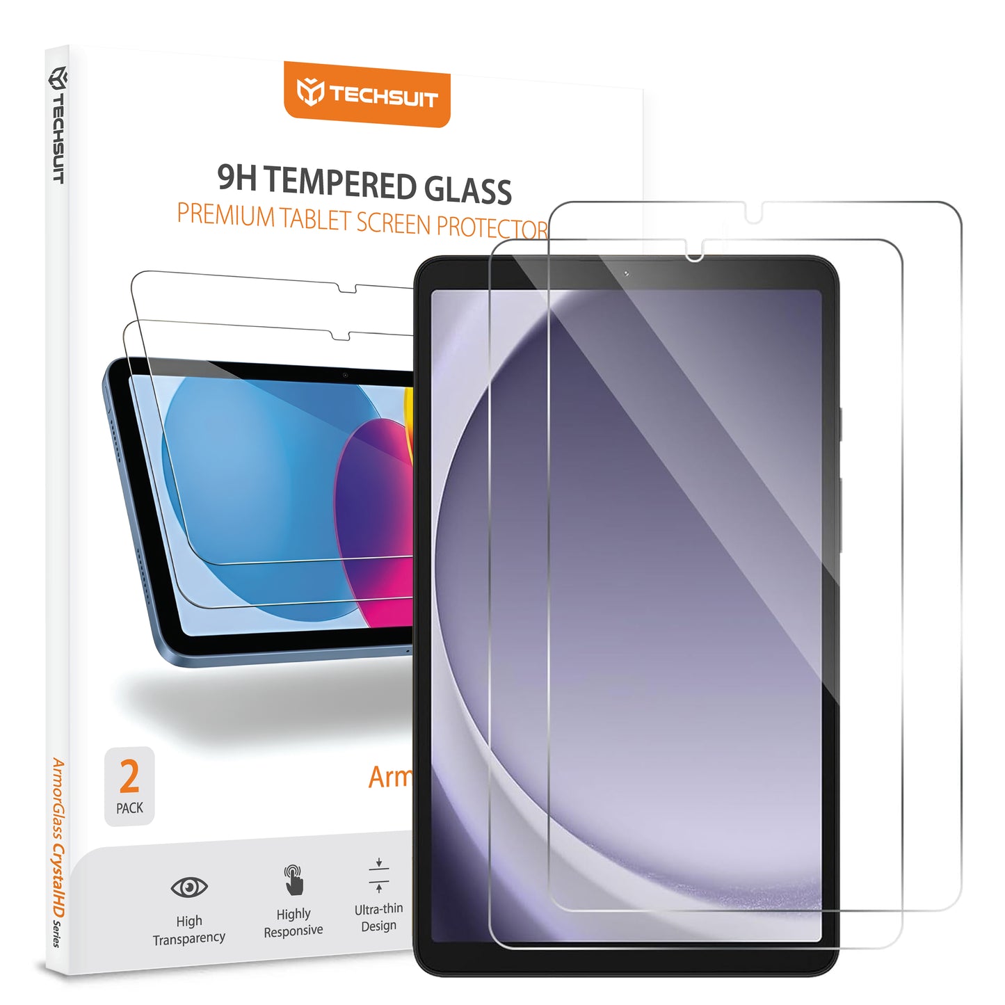 Προστατευτική Μεμβράνη Οθόνης Techsuit ArmorGlass CrystalHD για Samsung Galaxy Tab A11 / Tab A9, Ενισχυμένο Γυαλί, Full Glue, Σετ 2 τεμαχίων
