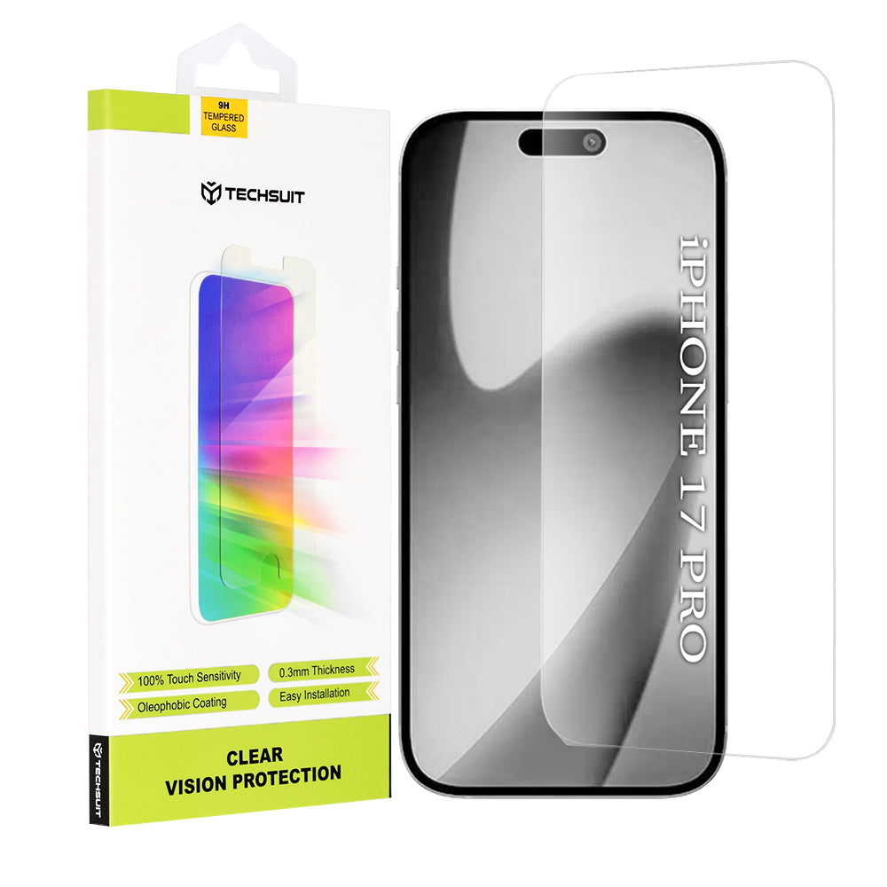 Προστατευτική Μεμβράνη Οθόνης Techsuit Clear Vision για Apple iPhone 17 Pro, Ενισχυμένο Γυαλί, Full Glue