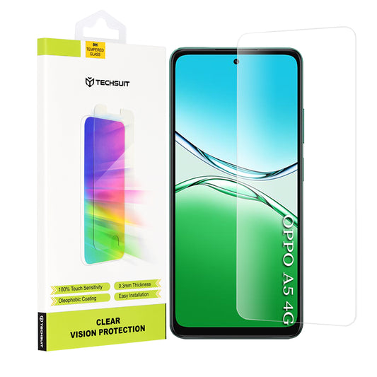 Προστατευτική μεμβράνη οθόνης Techsuit Clear Vision για Oppo A5 4G, Ασφαλισμένο γυαλί, Πλήρης κόλλα