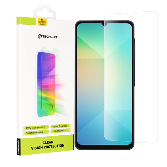 Προστατευτική μεμβράνη οθόνης Techsuit Clear Vision για Samsung Galaxy A06 A065, ασφαλισμένο γυαλί, πλήρης κόλλα