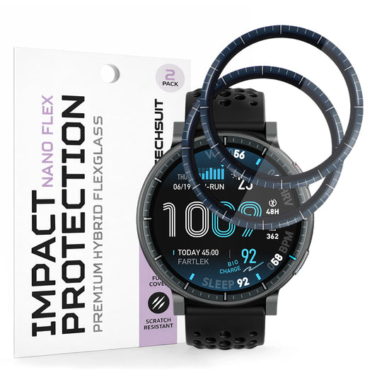 Techsuit Nano Flex Screen Protector for Amazfit Active Max, Plastic, Set of 2 pieces, Black