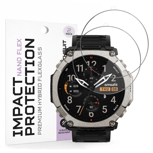 Techsuit Nano Flex Screen Protector for Amazfit T-Rex Ultra 2, Plastic, Set of 2 pieces, Black