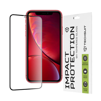 Techsuit Screen Protector Film for Apple iPhone 11 / XR, Tempered Glass, Full Glue, 111D, Black