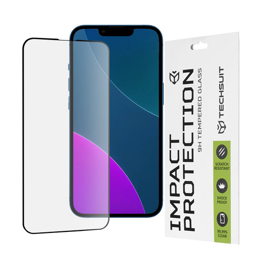 Προστατευτική μεμβράνη οθόνης Techsuit για Apple iPhone 13 mini, Ασφαλισμένο γυαλί, Full Glue, 111D, Μαύρο