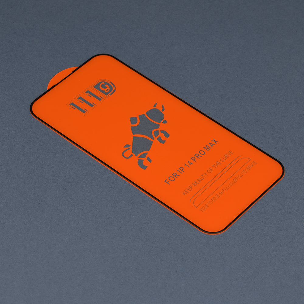 Techsuit Screen Protector Film for Apple iPhone 14 Pro Max, Tempered Glass, Full Glue, 111D, Black