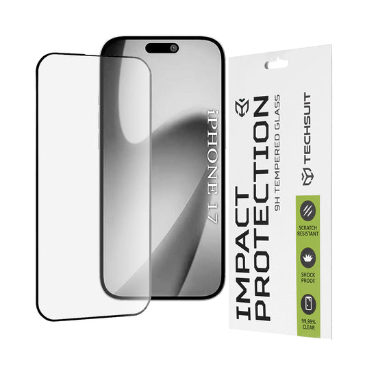 Προστατευτική Μεμβράνη Οθόνης Techsuit για Apple iPhone 17, Ενισχυμένο Γυαλί, Full Glue, 111D, Μαύρη